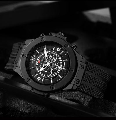 "Relógio Masculino – Quartzo, Silicone, Resistente à Água"