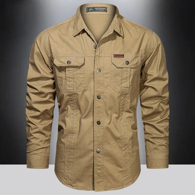 Camisa Masculina Casual Militar de Algodão