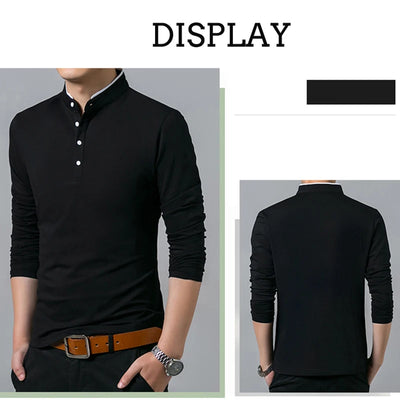 Polo Masculina Casual de Manga Longa