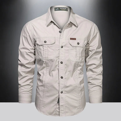 Camisa Masculina Casual Militar de Algodão