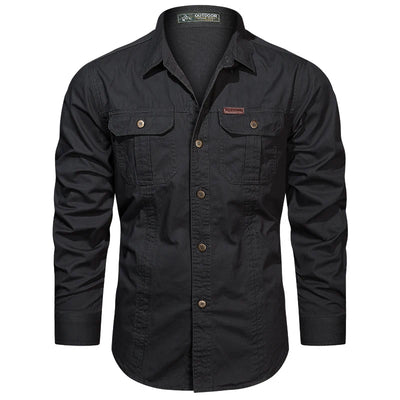 Camisa Masculina Casual Militar de Algodão