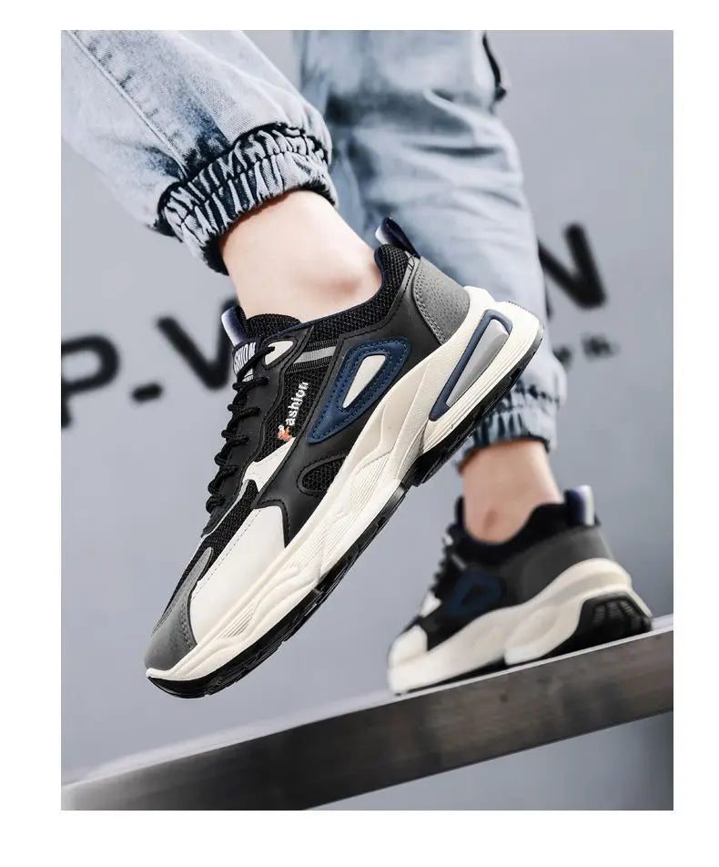 Sapatos Casuais Masculinos em Couro Respirável