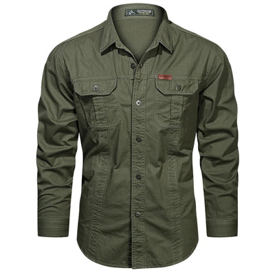 Camisa Masculina Casual Militar de Algodão