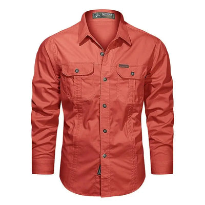 Camisa Masculina Casual Militar de Algodão